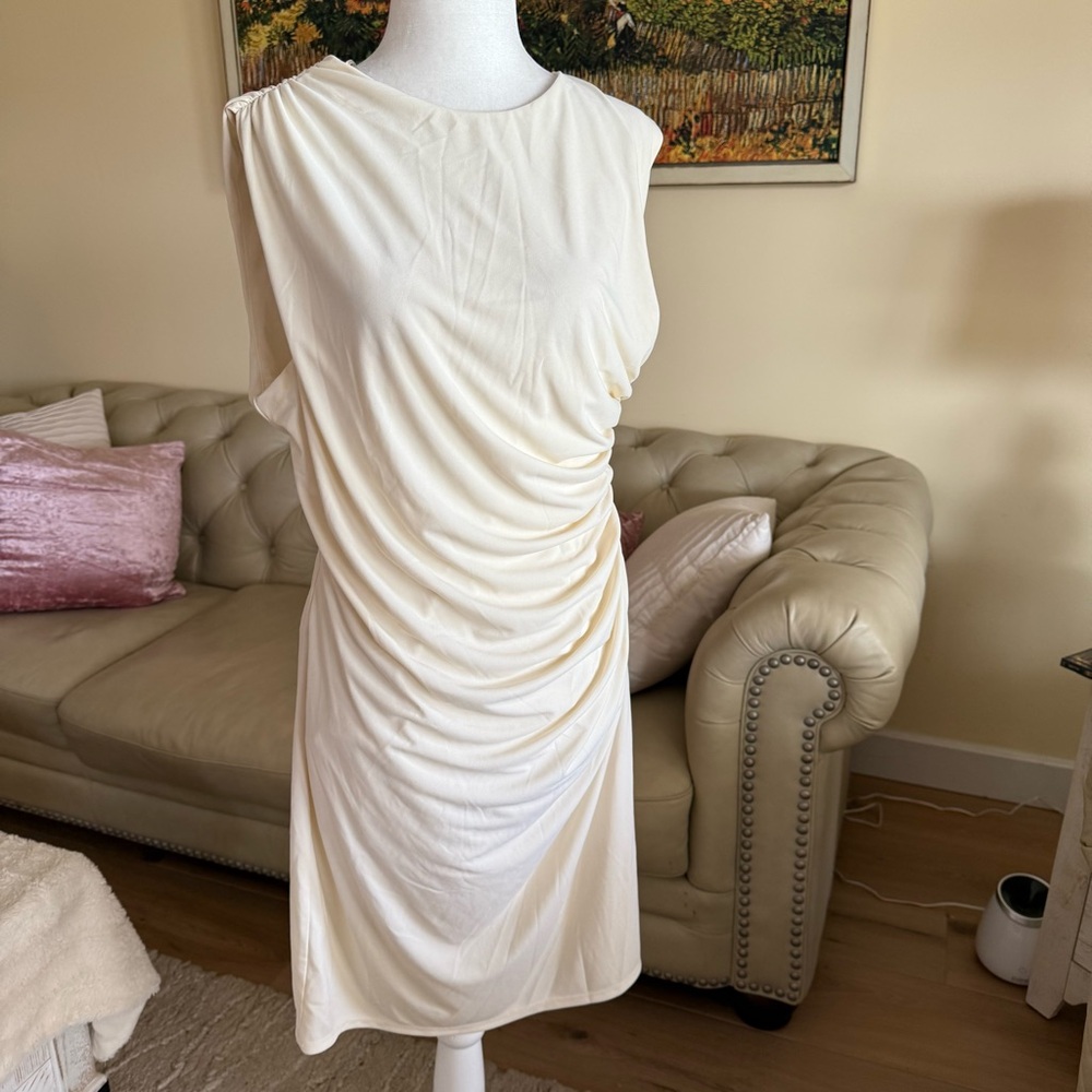 ZARA Cream Sleeveless Dress - Picture 2 of 10